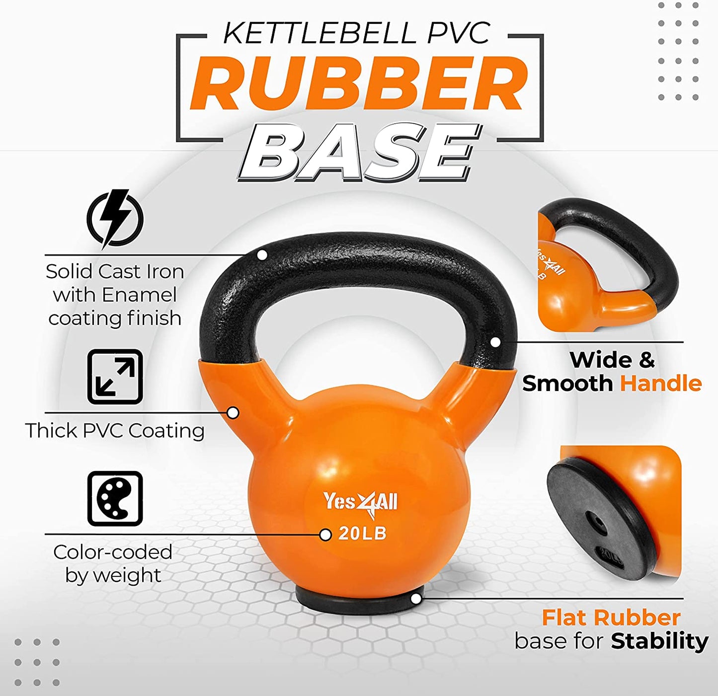 Rubber Base Kettlebell Set for Women - Versatile Strength Training Weights (10-65 lbs)
