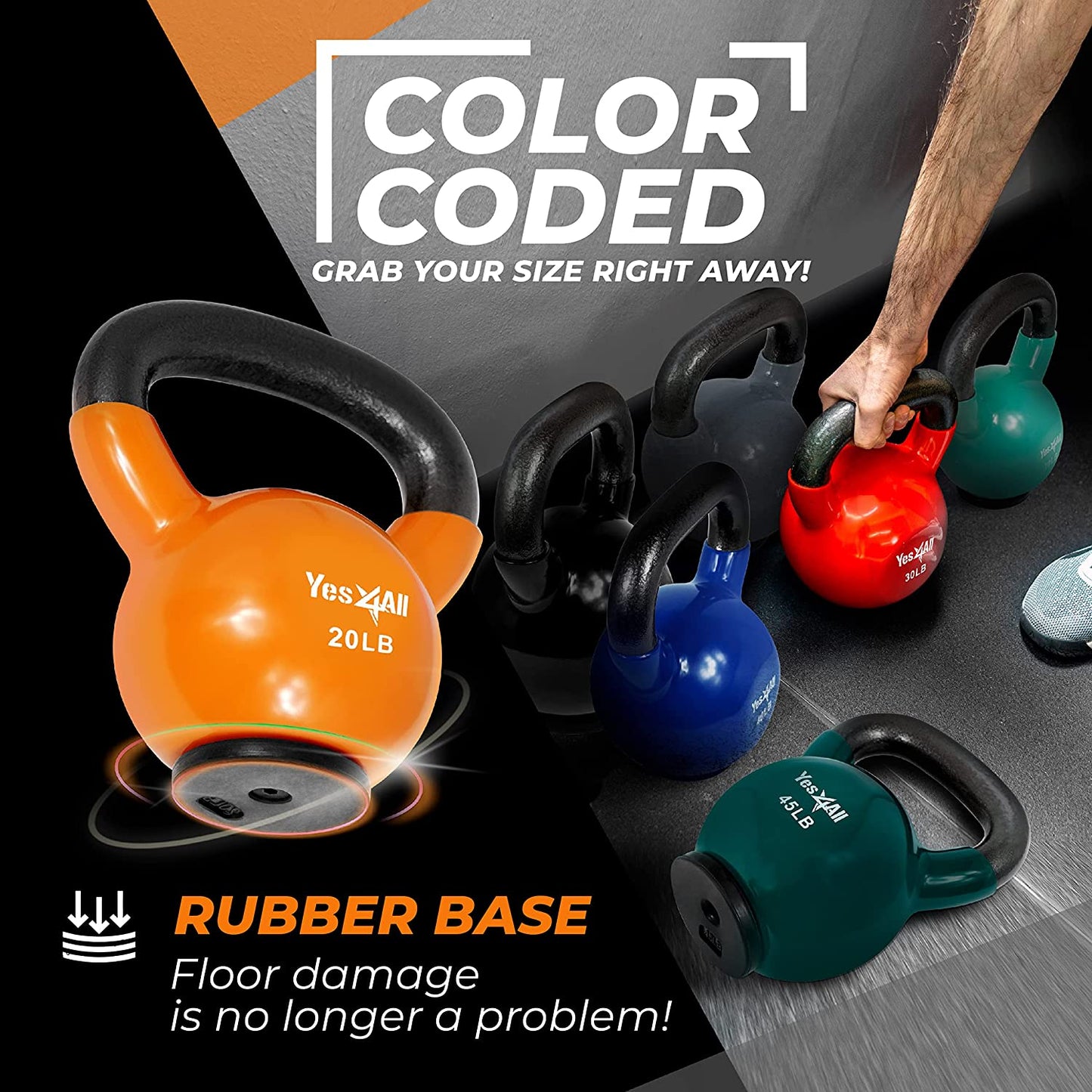 Rubber Base Kettlebell Set for Women - Versatile Strength Training Weights (10-65 lbs)